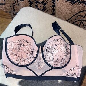 Auden Black and Pink Lace Bra